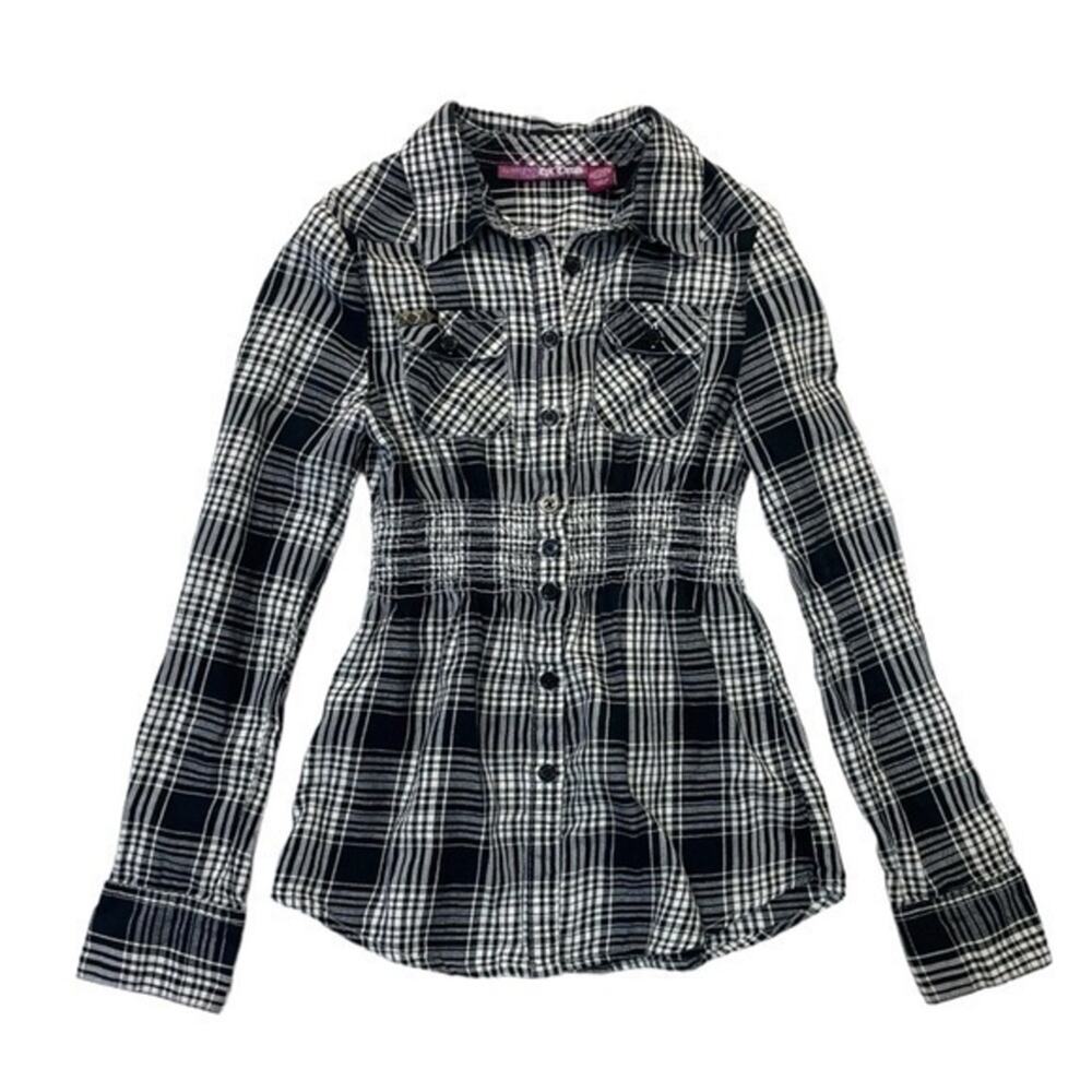 Epic Threads Plaid Button Down Shirt Size Medium 7 black white